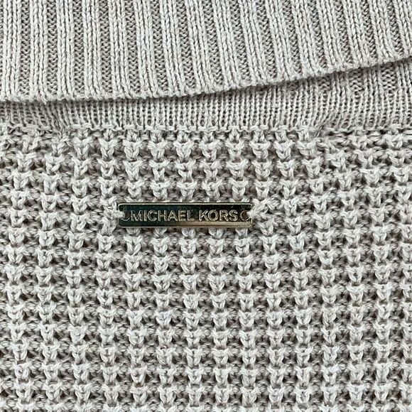 Michael Michael Kors Waffle Knit Long Sleeve Turtleneck Sweater Tan Women Small - Picture 3 of 6